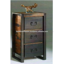 Metal y madera industriales con el gabinete de 3 cajones